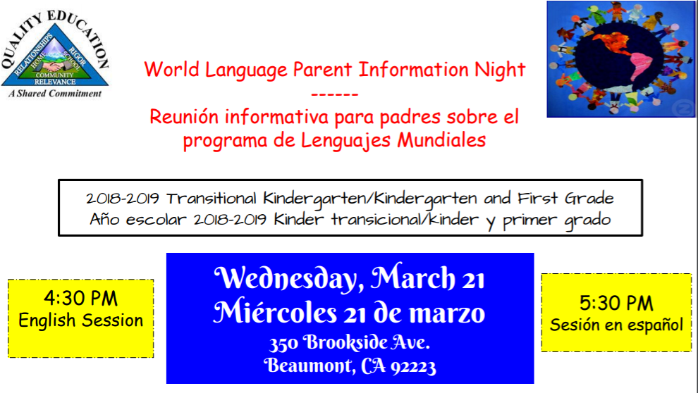 World Language Parent Information Night Flyer 