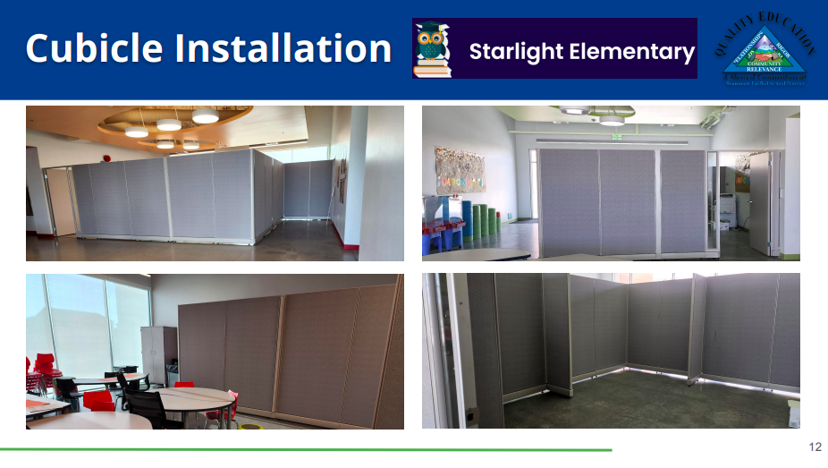 Cubicles were installed in the collaboration areas of the 300 and 400 buildings at Starlight Elementary School to provide dedicated spaces for learning intervention.